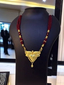 MSN Brass Gold-plated Maroon, Gold Jewellery Set