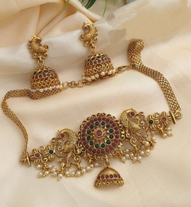 ROFARWORD Brass, Copper Gold-plated Gold Jewellery Set