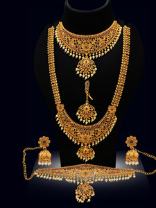 JANAVI Alloy Gold-plated Multicolor Jewellery Set