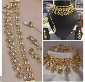 Gyaan Jewels Alloy Gold-plated White Jewellery Set