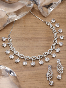 ZENEME Brass Gold-plated White Jewellery Set