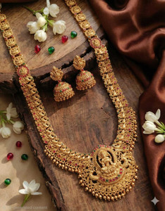 vihaajewellery Brass Gold-plated Gold Jewellery Set