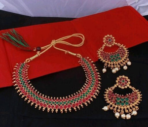 NAKMAN JEWELLERY Stone Gold-plated Multicolor Jewellery Set