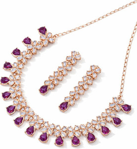 R A Enterprises Alloy Copper Purple, Gold Jewellery Set