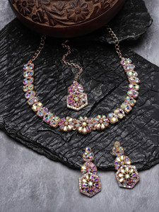 Sukkhi Alloy Copper Rose Gold Jewellery Set