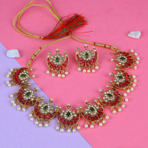 Raaji's Alloy Gold-plated Multicolor Jewellery Set