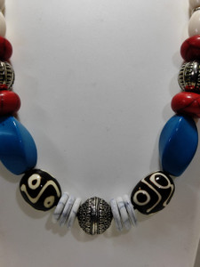 Hearts and Crafts Resin, Oxidised Silver Blue, Red Jewellery Set