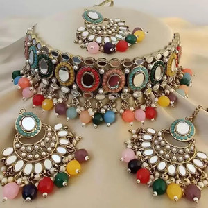 NIHARIKA IMITATION Alloy Multicolor, Gold Jewellery Set