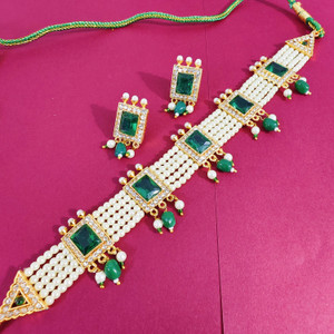 RAJASTHANI GAHANA Alloy Gold-plated Green Jewellery Set