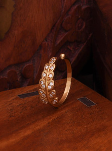 brado jewellery Contemporary Gold-Toned AD Studded Adjustable Finger Ring Brass Diamond Gold Plated Ring