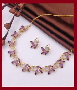 Shrigana Metal Gold-plated Purple Jewellery Set
