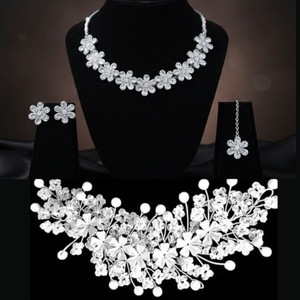 TVASHTA Alloy Silver White Jewellery Set