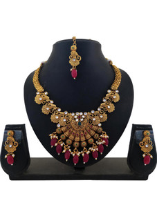 Matushri Art Brass, Zinc, Alloy Gold-plated Multicolor Jewellery Set