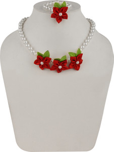 Daizy Mother of Pearl Red Jewellery Set