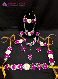 Blinklove Creation Fabric, Plastic Purple, White, Green, Gold Jewellery Set