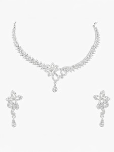 Rukma Alloy Sterling Silver White Jewellery Set