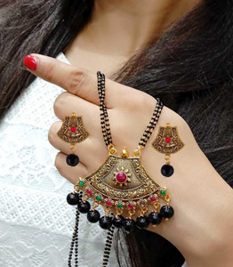 PRASUB Alloy Gold-plated Black, Multicolor Jewellery Set