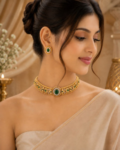Alorika Brass Gold-plated Green Jewellery Set Pack of 1 - Image 6