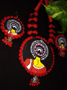 SAKHI Fabric Red Jewellery Set