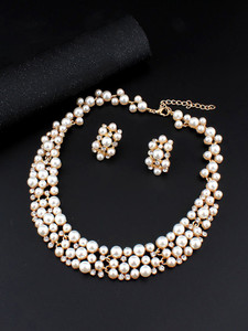 YELLOW CHIMES Metal Gold-plated Gold, White Jewellery Set