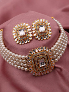 brado jewellery Brass Gold-plated White Jewellery Set