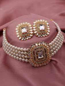 brado jewellery Brass Gold-plated White Jewellery Set