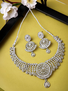 Sukkhi Alloy Rhodium Silver Jewellery Set