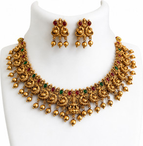 aadhya jewellery Brass, Alloy Gold-plated Gold Jewellery Set