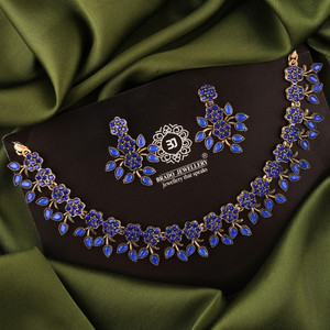 brado jewellery Brass Gold-plated Gold, Blue Jewellery Set