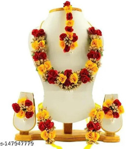 12SEASONS Fabric Yellow, Red Jewellery Set