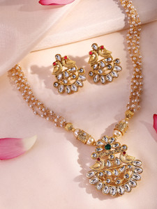 Adiva Alloy Gold-plated Multicolor Jewellery Set
