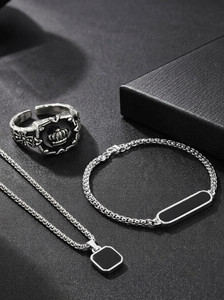 kazare Alloy Rhodium Silver Jewellery Set