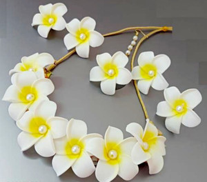 BengCraft Fabric White, Yellow Jewellery Set