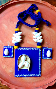 SAKHI Fabric Blue Jewellery Set