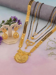 theostrichcollection Brass Gold-plated Gold, Black Jewellery Set
