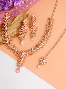Atasi International Alloy Gold-plated Rose Gold, Pink Jewellery Set