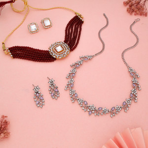 brado jewellery Brass Gold-plated Gold, Red, Silver, Purple Jewellery Set