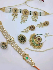 RajputiFancy Alloy Gold-plated Green Jewellery Set