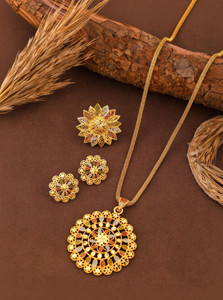 Makezak Brass Gold-plated Multicolor Jewellery Set