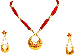 balaji gold Copper Gold-plated Red, Gold Jewellery Set