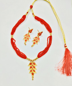 balaji gold Copper Gold-plated Red Jewellery Set