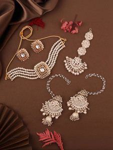 brado jewellery Brass Gold-plated Gold, White Jewellery Set