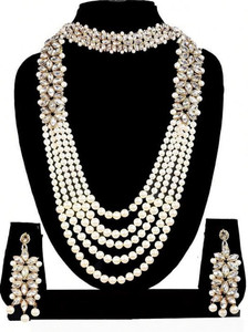 FARID ENTERPRISES Alloy Silver White Jewellery Set