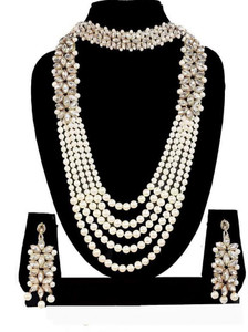 FARID ENTERPRISES Alloy Silver White Jewellery Set