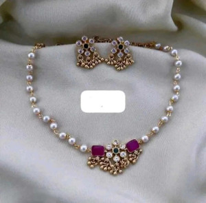 ARADHEMA Alloy Gold-plated White Jewellery Set