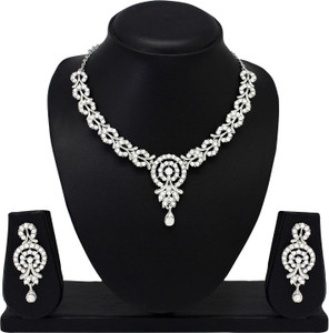 Atasi International Alloy Rhodium White Jewellery Set