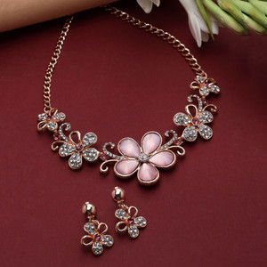 ZENEME Brass Rose Gold Jewellery Set