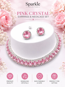 RAXA Alloy Silver Pink Jewellery Set