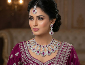 VATSALYA creation Alloy Gold-plated Purple Jewellery Set
