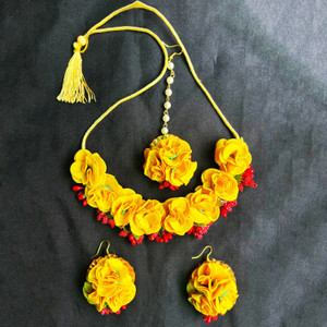 RUDRIKA Fabric Yellow Jewellery Set